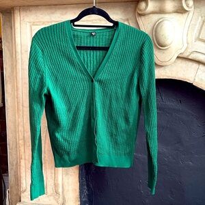 Uniqlo 100% wool green cardigan size XL
